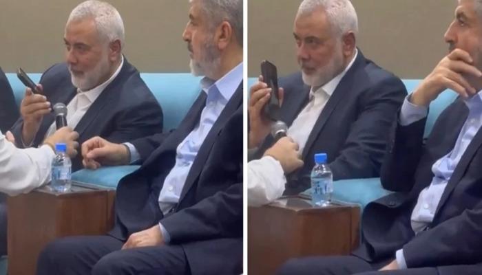 Böylece Hamas lideri ile Cumhurbaşkanı Erdoğan'ın görüşme anı görüntülendi